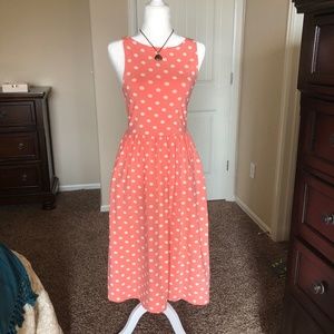 Peach and white Polka-dot dress